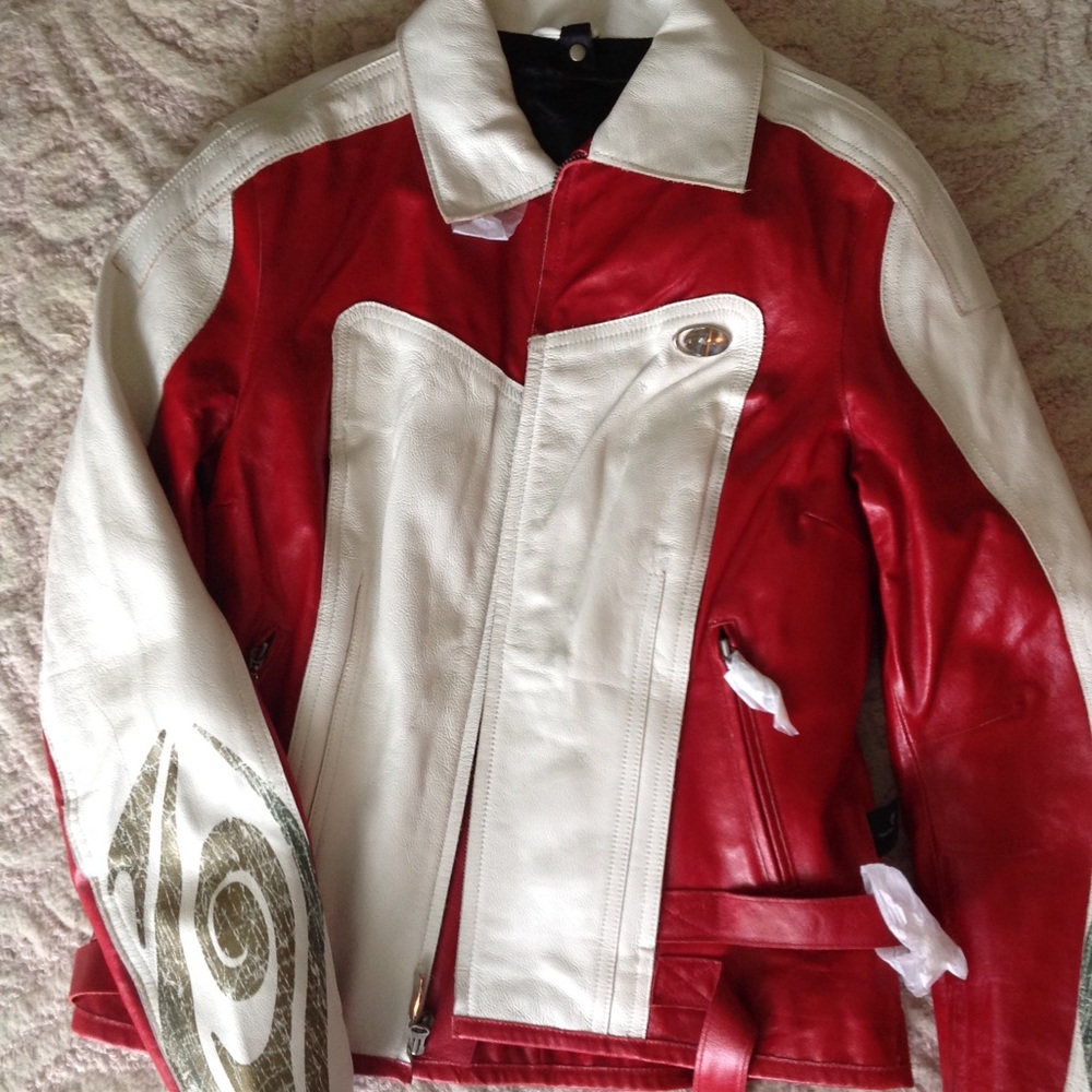 Hein Gericke Leather Motorcycle Jacket Red White 8